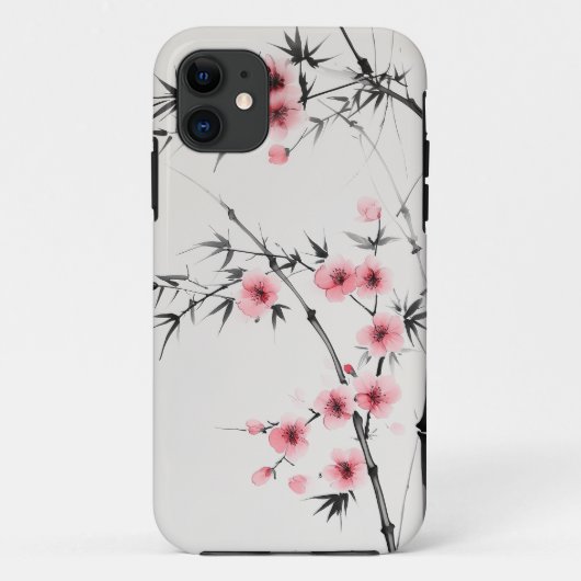 Schilderij van bamboe en kersenbloesems in wash Case-Mate iPhone case (Achterkant)
