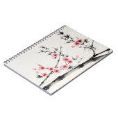 Schilderij van bamboe en kersenbloesems in wash notitieboek (Linkerzijde)