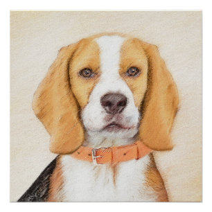 Schilderij van Beagle-hond Originele Dier Kunst Perfect Poster