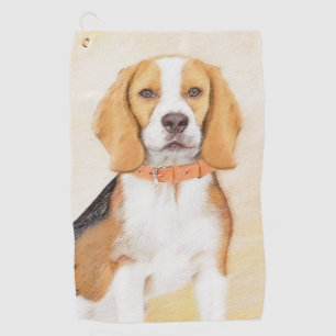 Schilderij van Beagle-hond Originele Dierkunst Golfhanddoek