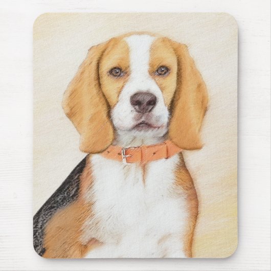 Schilderij van Beagle-hond Originele Dierkunst Muismat (Voorkant)