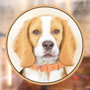 Schilderij van Beagle-hond Originele Dierkunst Raamsticker