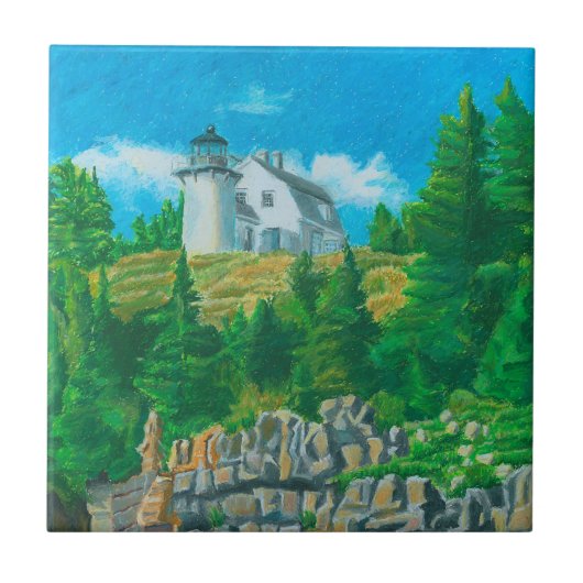 Schilderij van Bear Island Light Tegeltje (Voorkant)
