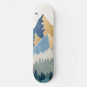Schilderij van bergen met vogels in vlucht persoonlijk skateboard