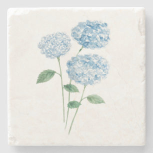 Schilderij van blauwe hortensia bloem stenen onderzetter