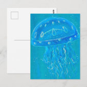 Schilderij van blauwe kwal briefkaart (Voorkant / Achterkant)