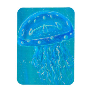 Schilderij van blauwe kwal magneet