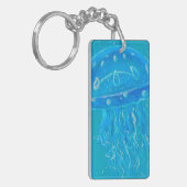 Schilderij van blauwe kwal sleutelhanger (Voorkant Links)