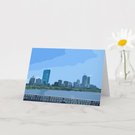 Schilderij van Boston Skyline Charles River Kaart (Kleine Plant)