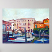 Schilderij van boten uit Dorsoduro, Venetië, IT Poster (Voorkant)