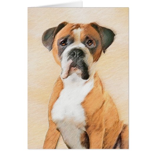 Schilderij van Boxer Hond Ongeknipt Origineel Dier (Voorkant)