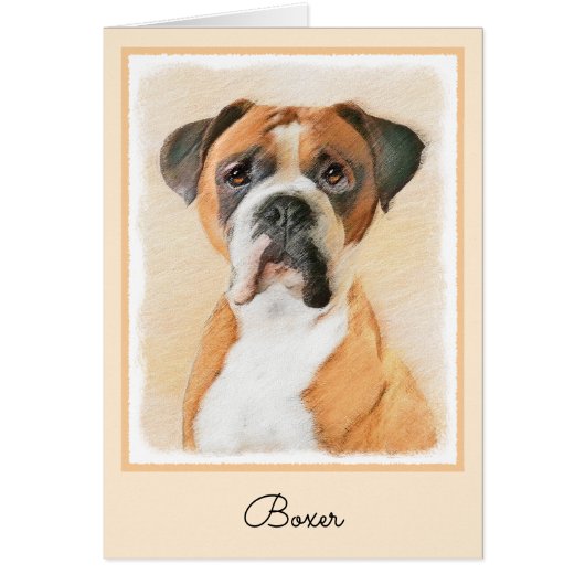 Schilderij van Boxer Hond Ongeknipt Origineel Dier (Voorkant)