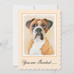 Schilderij van Boxer Hond Ongeknipt Origineel Dier Kaart