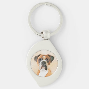 Schilderij van Boxer Hond Ongeknipt Origineel Dier Sleutelhanger