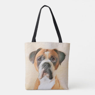 Schilderij van Boxer Hond Ongeknipt Origineel Dier Tote Bag