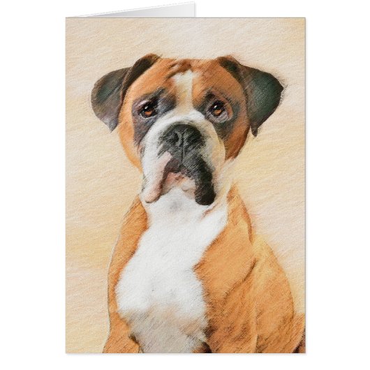 Schilderij van Boxer Hond Ongeknipt Originele Dier (Voorkant)