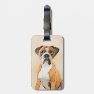 Schilderij van Boxer Hond Ongeknipt Originele Dier Bagagelabel