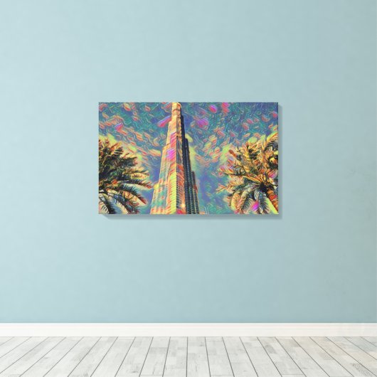 schilderij van Burj Khalifa Canvas Afdruk (Insitu (Houten vloer))