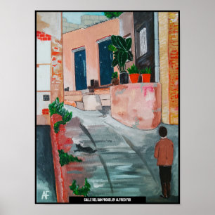 Schilderij van Calle del San Miguel door Alfred Fo Poster
