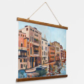Schilderij van Canal Grande, Venetië, Italië Hangend Wandkleed (Gebogen)