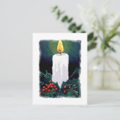 Schilderij van Candle en Holly: Kerstmis Feestdagenkaart (Staand voorkant)