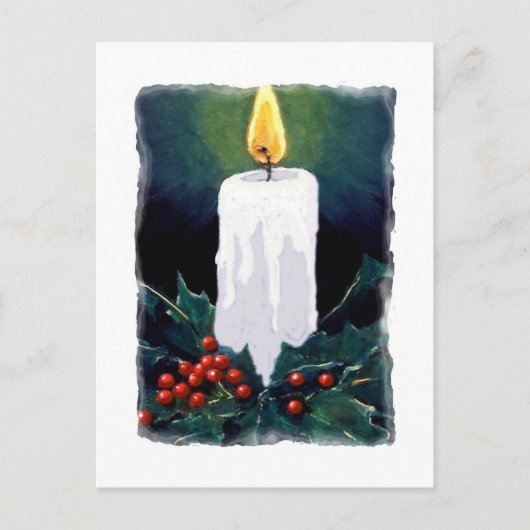 Schilderij van Candle en Holly: Kerstmis Feestdagenkaart (Voorkant)