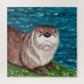 Schilderij van Cheeky River Otter Legpuzzel (Verticaal)