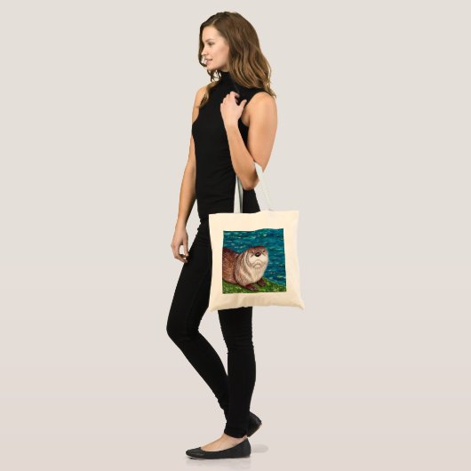 Schilderij van Cheeky River Otter Tote Bag (Voorkant (model))