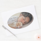 schilderij van de bellenpuppy and child realist ovale sticker (Envelop)