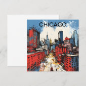 Schilderij van de Chicago Skyline – Stedelijke Kun (Voorkant / Achterkant)