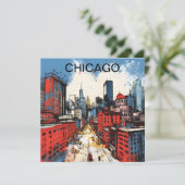 Schilderij van de Chicago Skyline – Stedelijke Kun (Staand voorkant)
