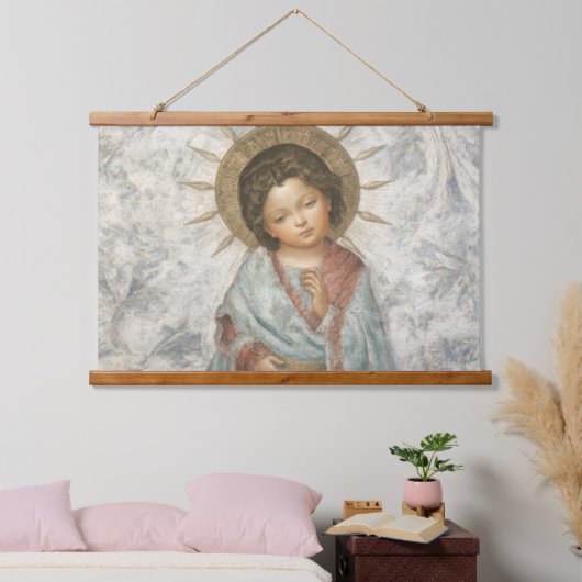 Schilderij van de jonge redder Jezus Hangend Wandkleed (Slaapkamer)