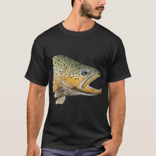 Schilderij van de kop van een bruine forel t-shirt