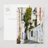 Schilderij van de stad Cadaques in Spanje, reizen Briefkaart (Voorkant / Achterkant)