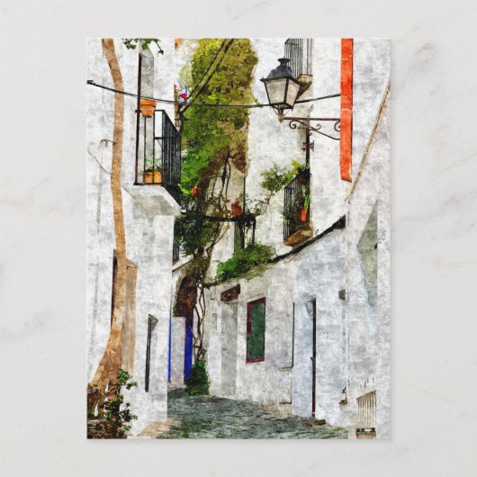 Schilderij van de stad Cadaques in Spanje, reizen Briefkaart (Voorkant)