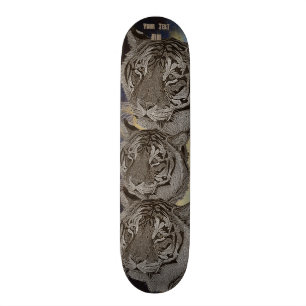 schilderij van de tijger big cat zwart - wit skateboard