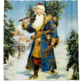 Schilderij van de  Vader Kerstmis Douchegordijn