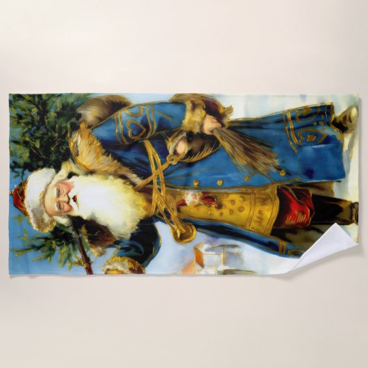 Schilderij van de  Vader Kerstmis Strandlaken (Voorkant)