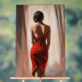 Schilderij van de vrouw in rode jurk acryl bord (Neutraal)