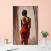 Schilderij van de vrouw in rode jurk acryl bord (Huwelijk)