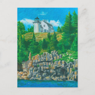 Schilderij van de vuurtoren van Bear Island Briefkaart