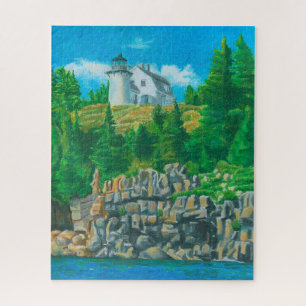 Schilderij van de vuurtoren van Bear Island Legpuzzel
