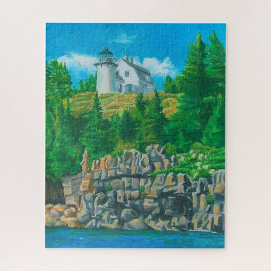 Schilderij van de vuurtoren van Bear Island Legpuzzel (Verticaal)