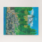 Schilderij van de vuurtoren van Bear Island Legpuzzel (Horizontaal)