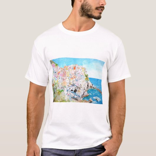 schilderij van de waterverf Cinque Terre T-shirt (Voorkant)