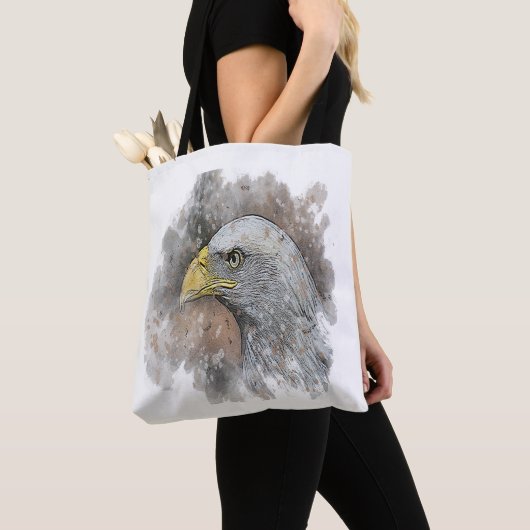 schilderij van de waterverf van een adelaar tote bag (Dichtbij)