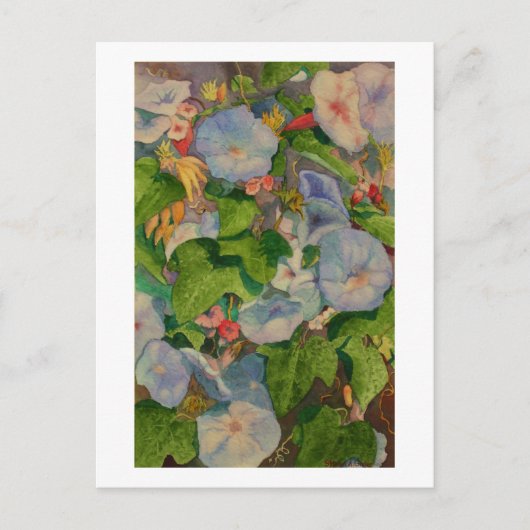 schilderij van de waterverf van ochtendgloriebloes briefkaart (Voorkant)