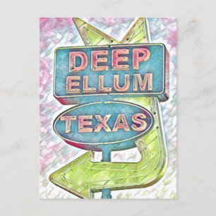 Schilderij van Deep Ellum bord, Dallas Texas Briefkaart