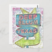 Schilderij van Deep Ellum bord, Dallas Texas Briefkaart (Voorkant / Achterkant)