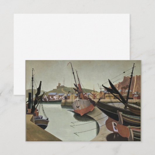 Schilderij van Edward Wadsworth, Zeehaven, Bedankkaart (Voorkant / Achterkant)